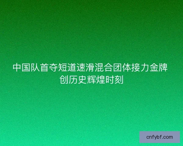中国队首夺短道速滑混合团体接力金牌 创历史辉煌时刻