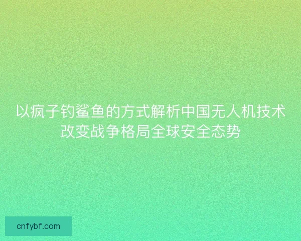 以疯子钓鲨鱼的方式解析中国无人机技术改变战争格局全球安全态势