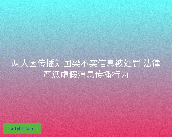 两人因传播刘国梁不实信息被处罚 法律严惩虚假消息传播行为